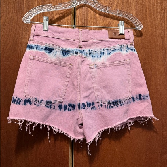 Women's BDG Pax Pink Tie-Dye High Rise Denim Shorts - Picture 6 of 8